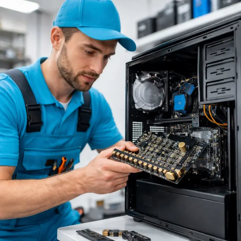 Мастер устанавливает звуковую карту на ПК в Нижнем Новгороде